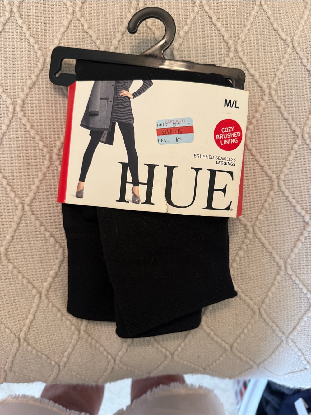 HUE Women’s Black Brushed Seamless Leggings M/L